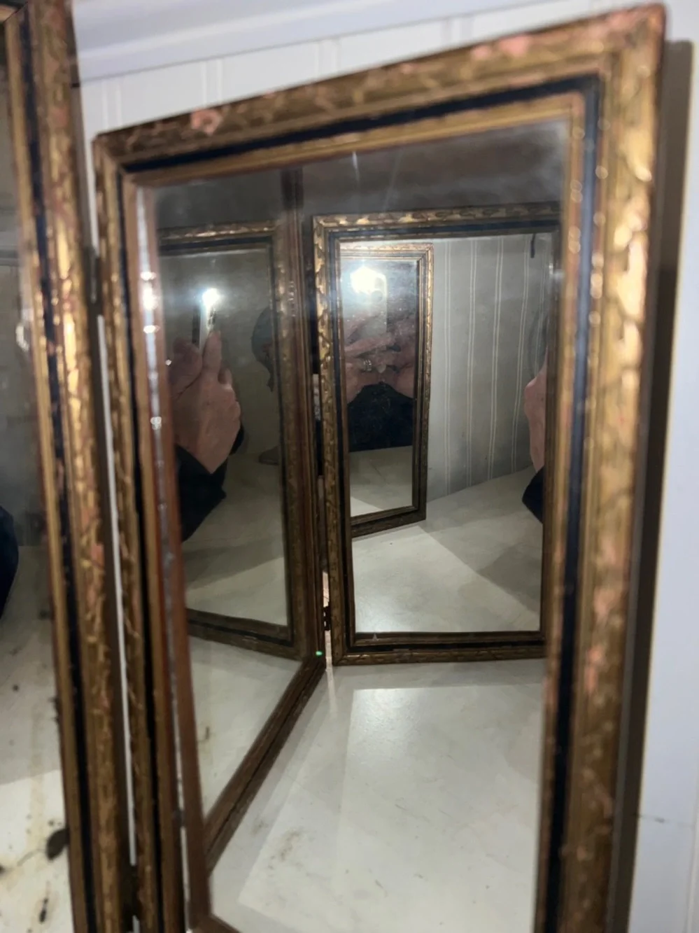 1940s Original Trifold Dressing table mirror or wall hanging